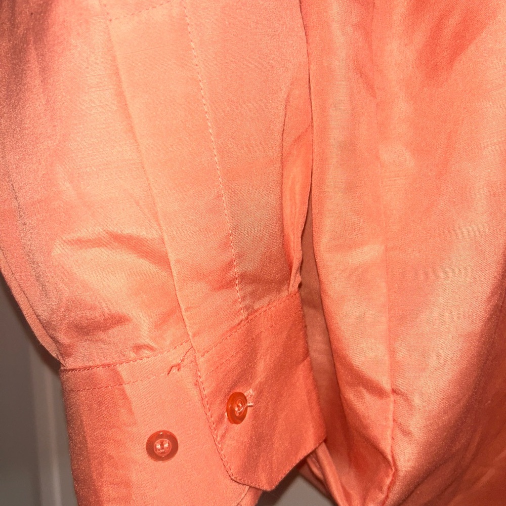 Vittorino Dress Shirt Men's Size XL 17-17 1/2 35-36 Orange Long Sleeve - Picture 5 of 11